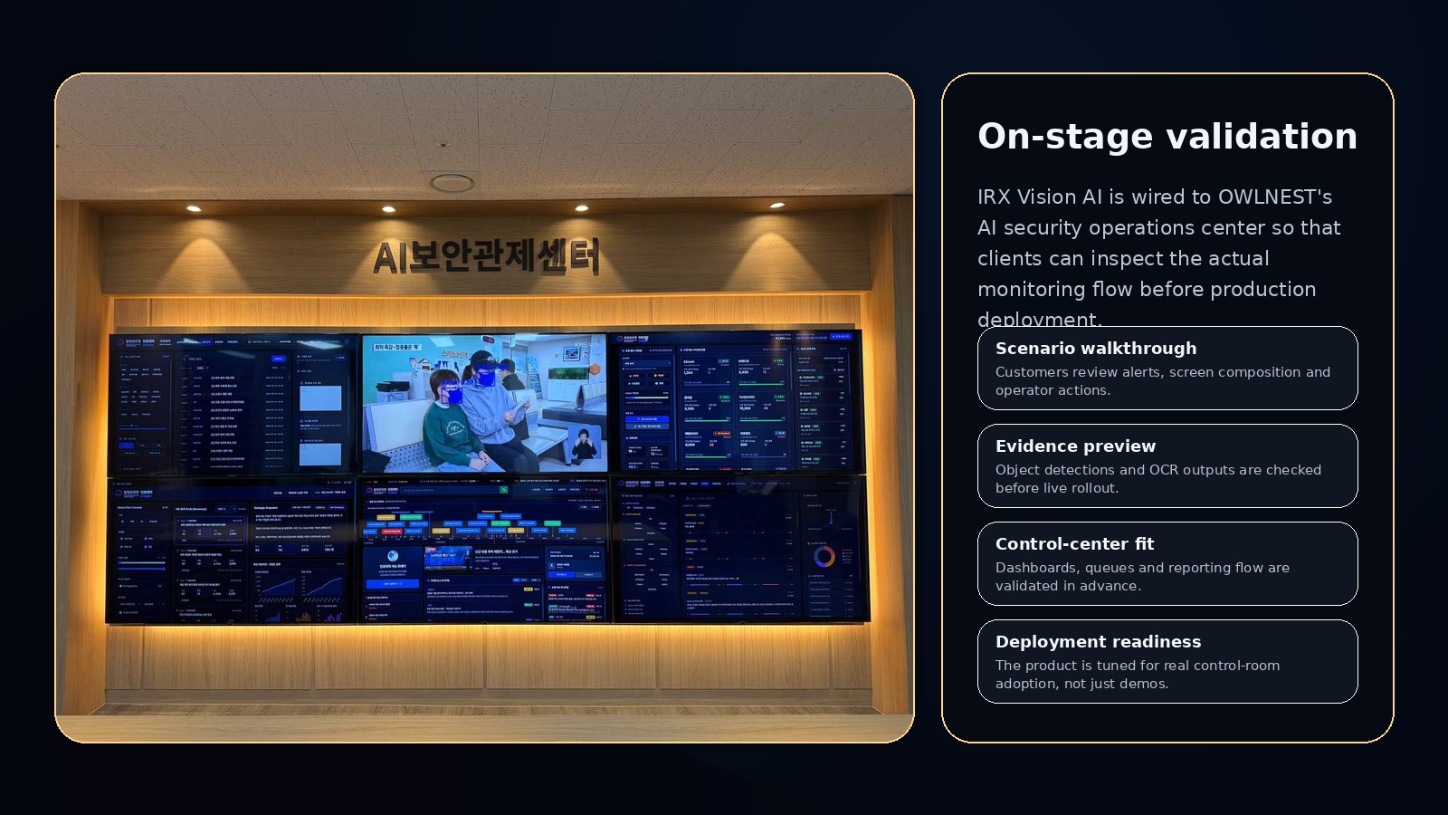 IRX Vision AI on-stage validation